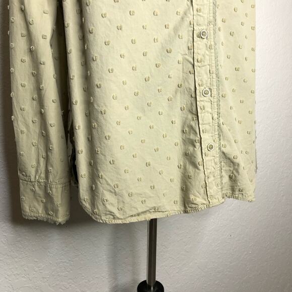 Zara sage green khaki tan swiss dot button down top size Medium cottagecore - Picture 3 of 16